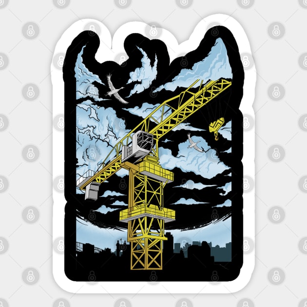 Tower Crane in Sky Sticker by damnoverload